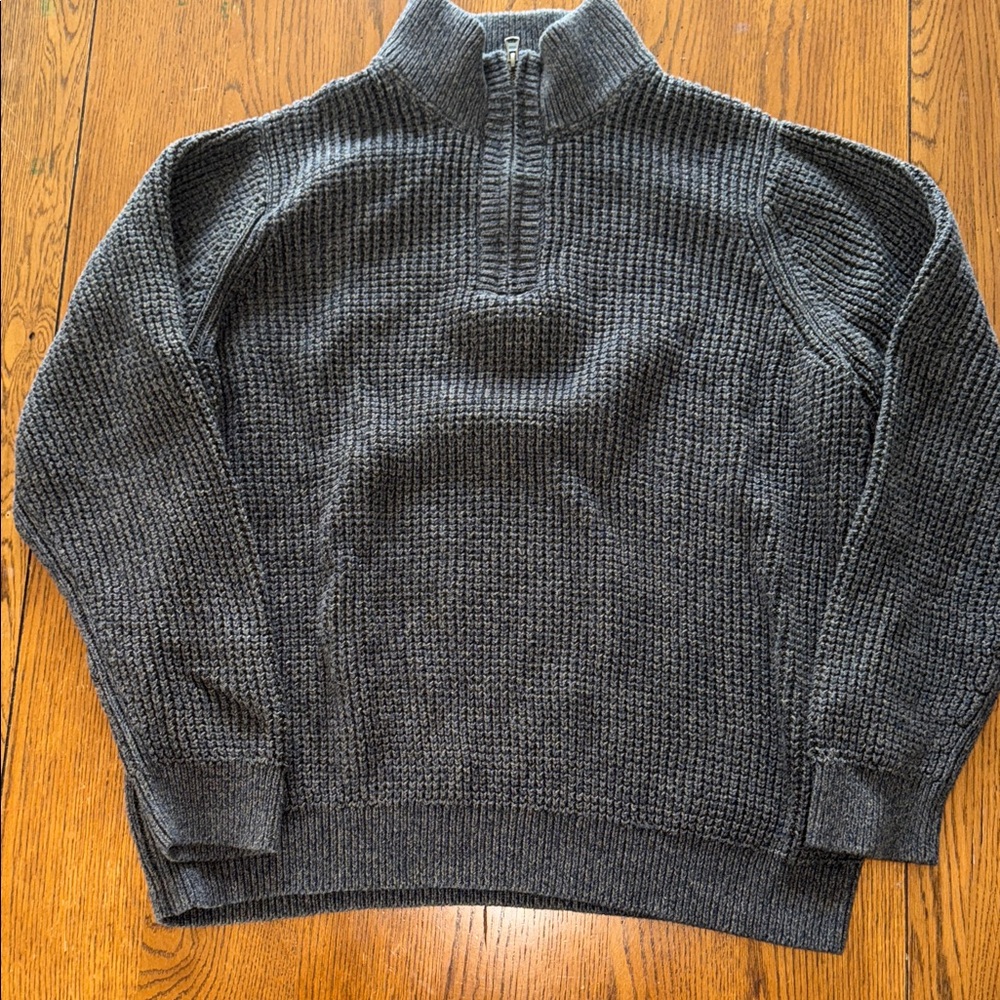 Men's Organic Cotton Waffle Sweater, Quarter Zip